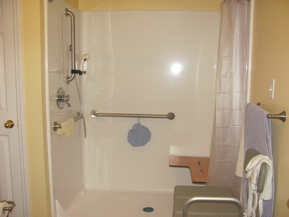 Shower with handicapped access